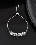 Jewels Nest Classic White Square Stone Diamond-Style Adjustable Bracelet | Grocsy