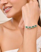 Jewels Nest Emerald Green Square Stone Diamond-Style Adjustable Bracelet | Grocsy