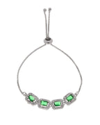 Jewels Nest Emerald Green Square Stone Diamond-Style Adjustable Bracelet | Grocsy