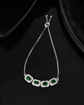 Jewels Nest Emerald Green Square Stone Diamond-Style Adjustable Bracelet | Grocsy