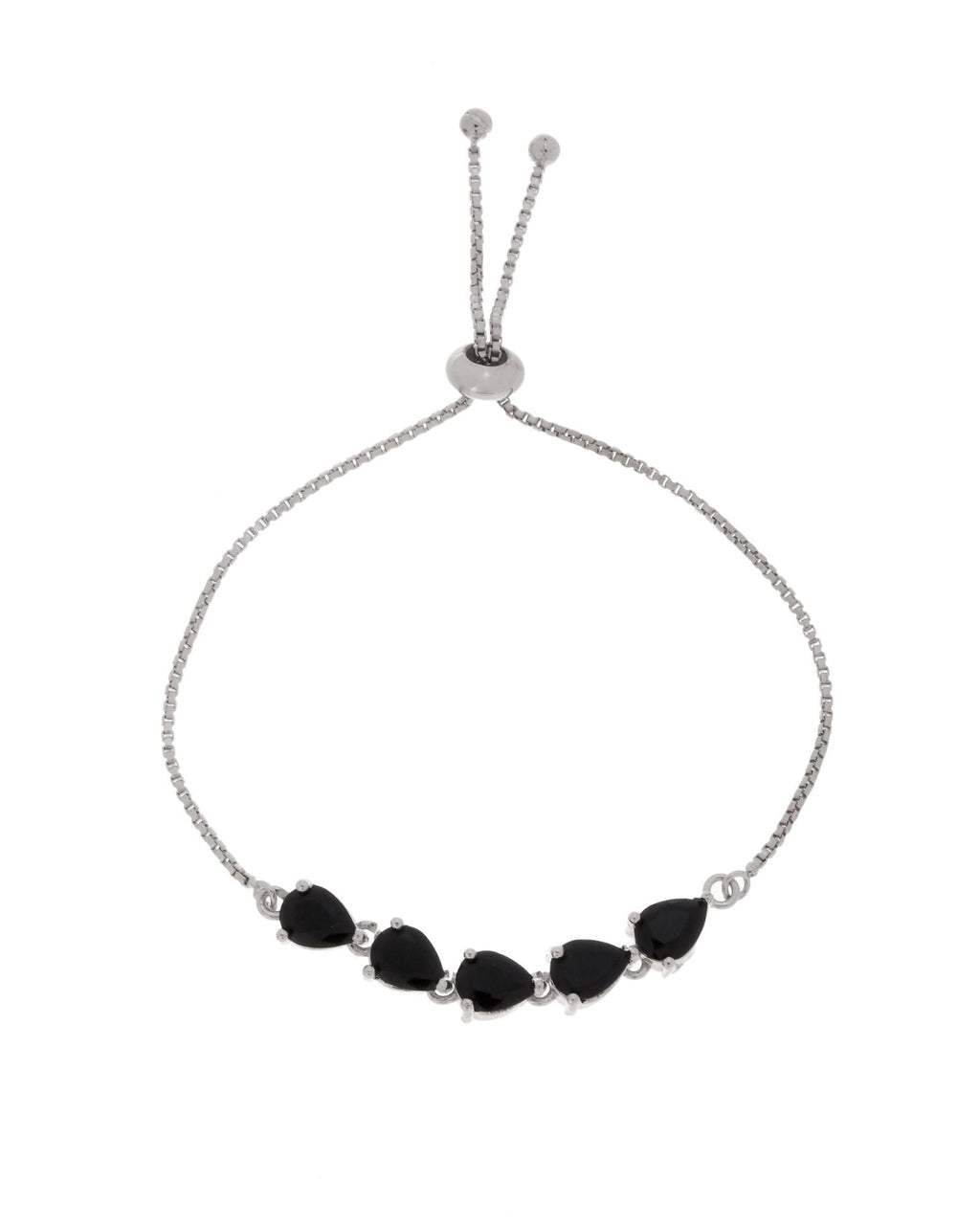Jewels Nest Classic Black Teardrop Stone Adjustable Bracelet | Grocsy