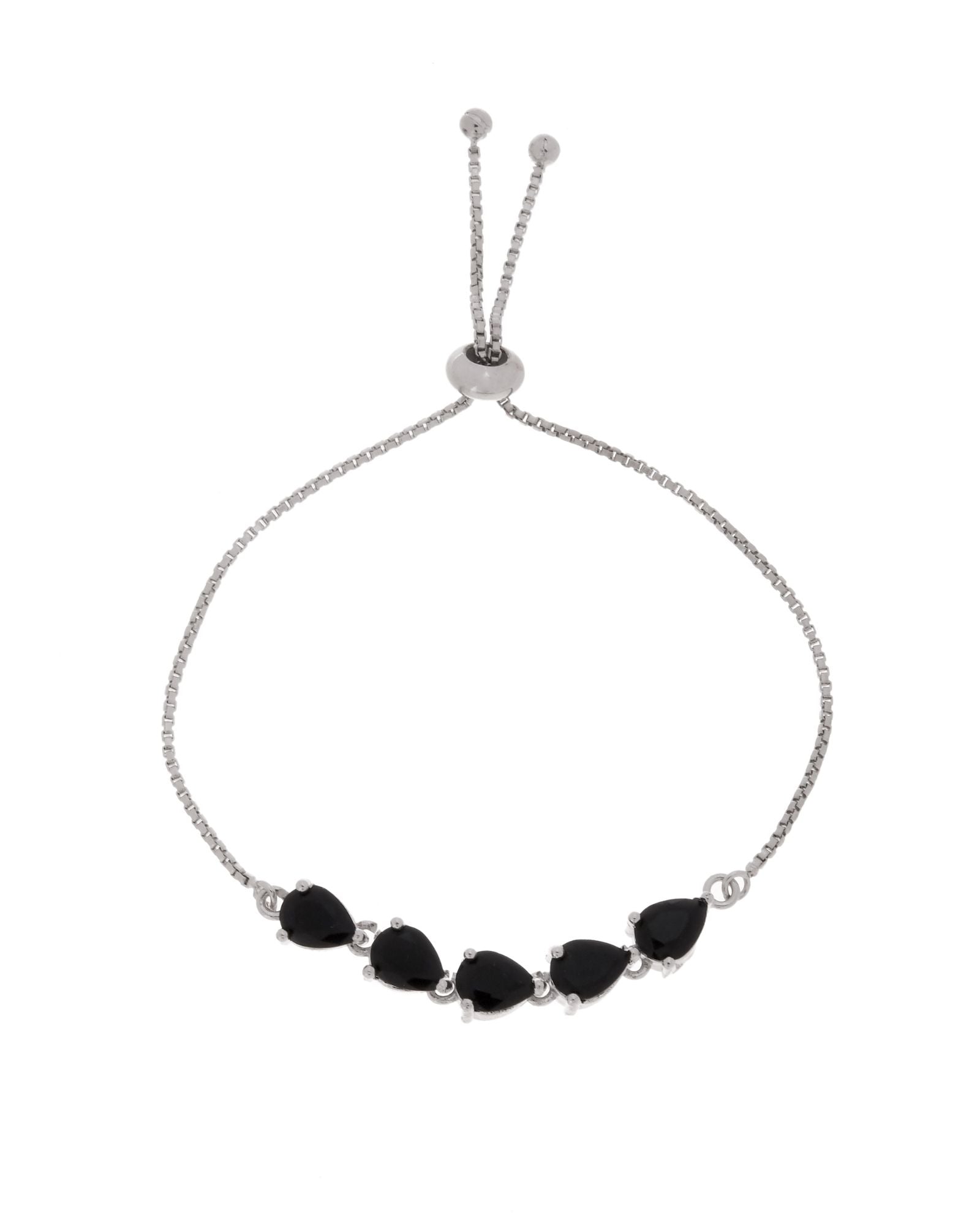 Jewels Nest Classic Black Teardrop Stone Adjustable Bracelet | Grocsy