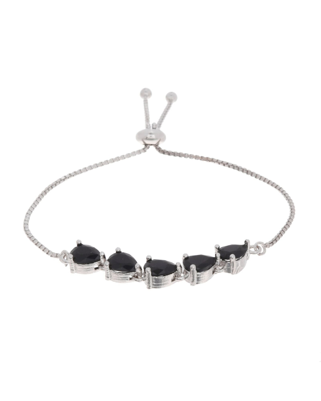 Jewels Nest Classic Black Teardrop Stone Adjustable Bracelet | Grocsy