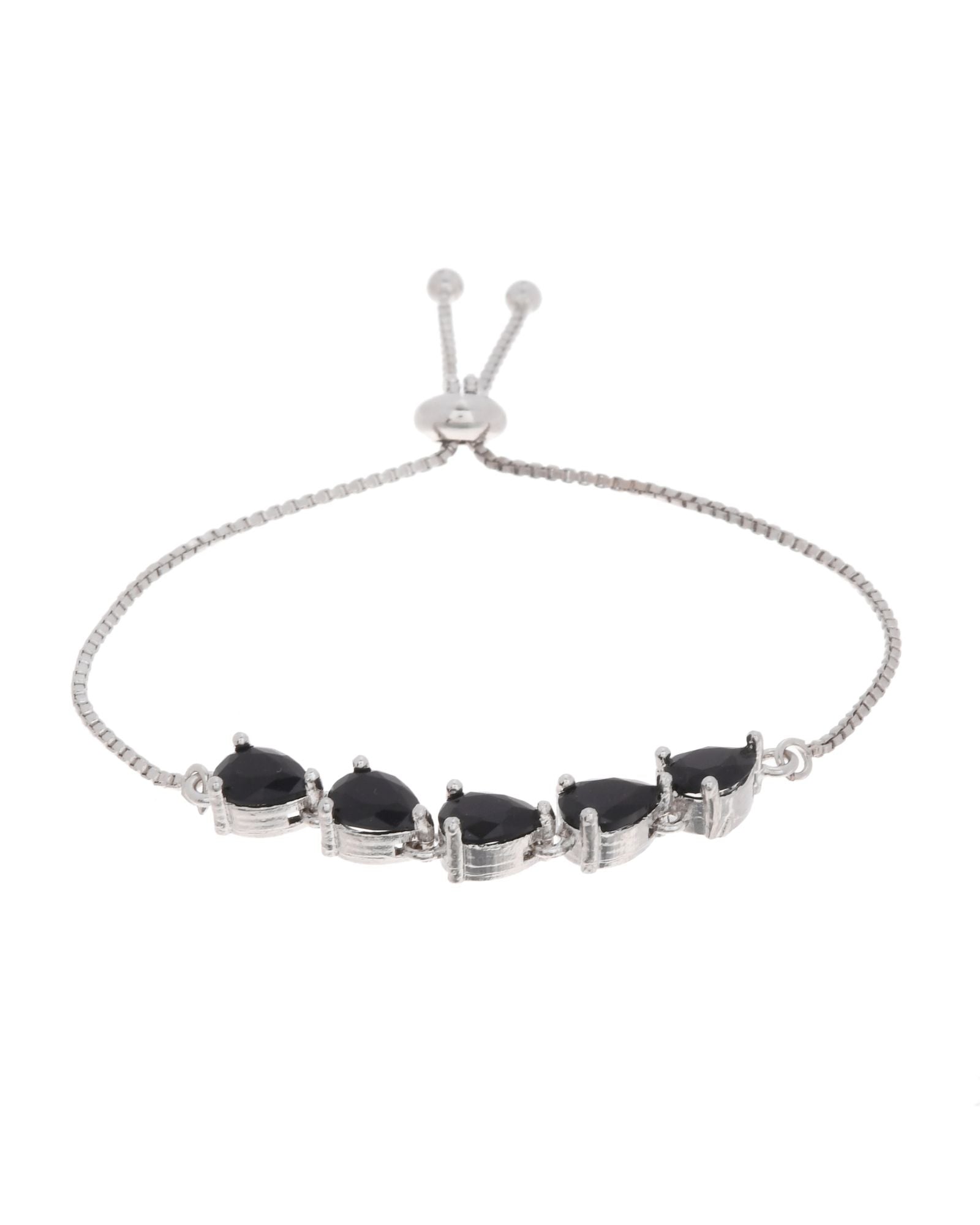 Jewels Nest Classic Black Teardrop Stone Adjustable Bracelet | Grocsy