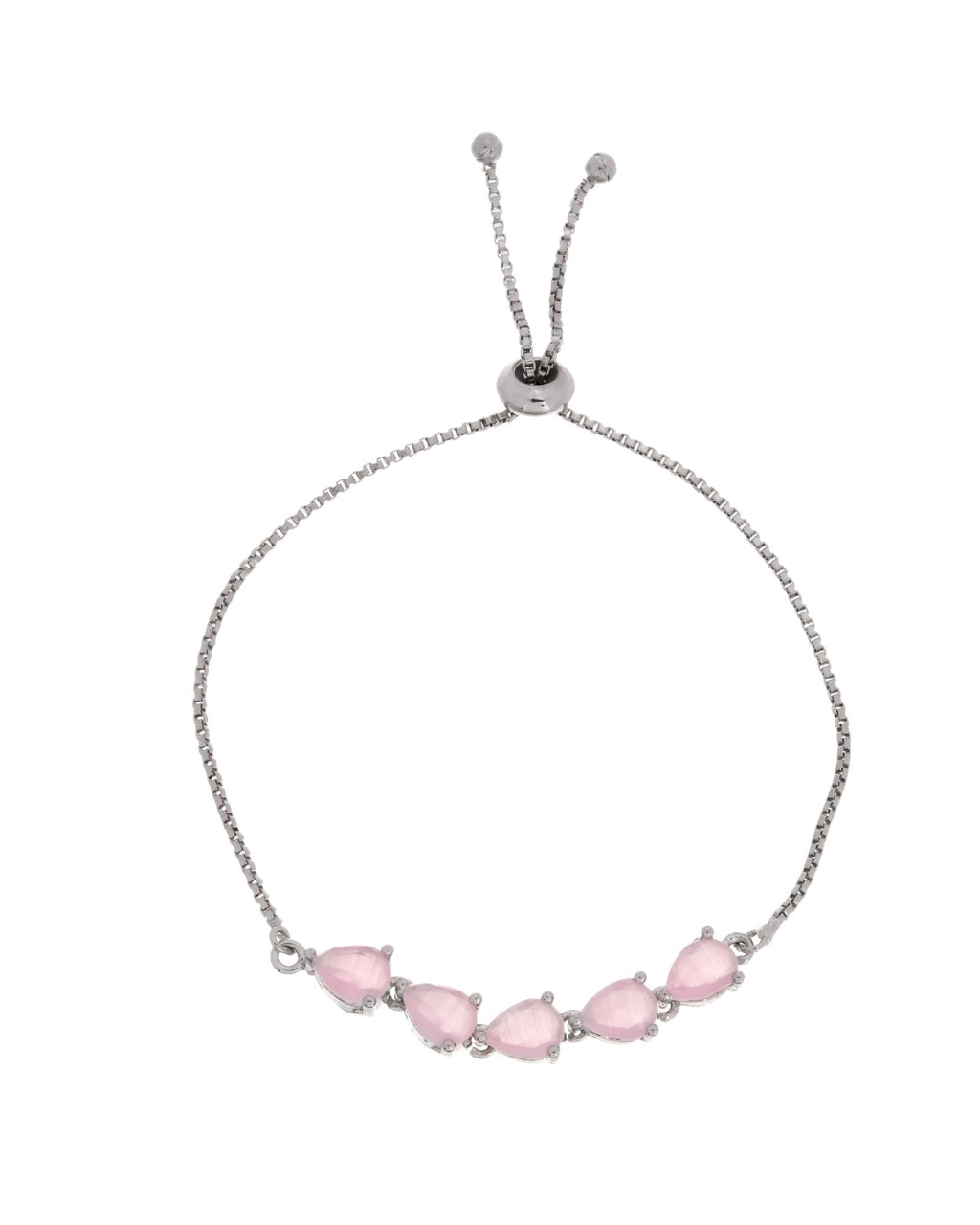 Jewels Nest Pink Heart Stone Adjustable Bracelet For Women | Grocsy