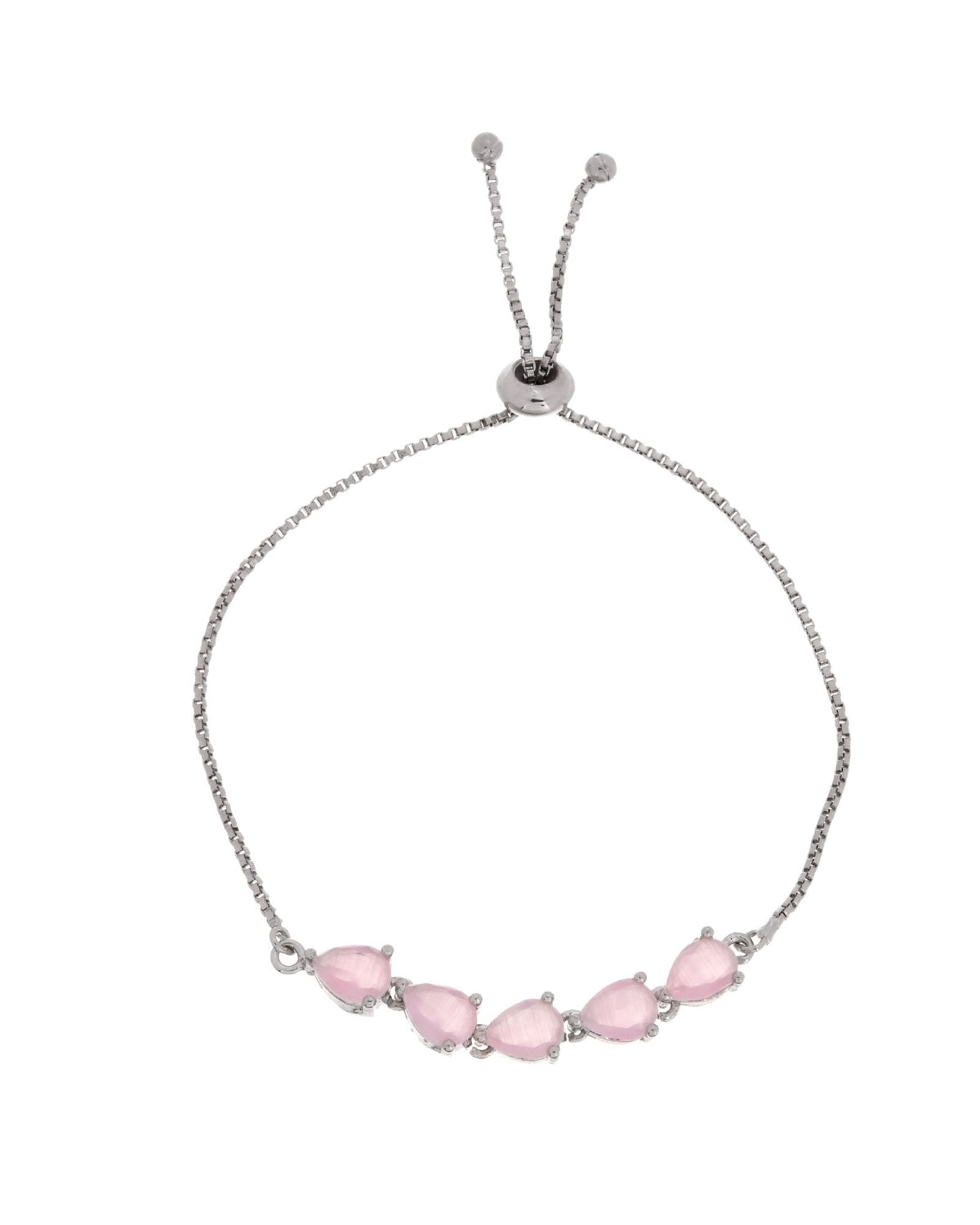 Jewels Nest Pink Heart Stone Adjustable Bracelet For Women | Grocsy