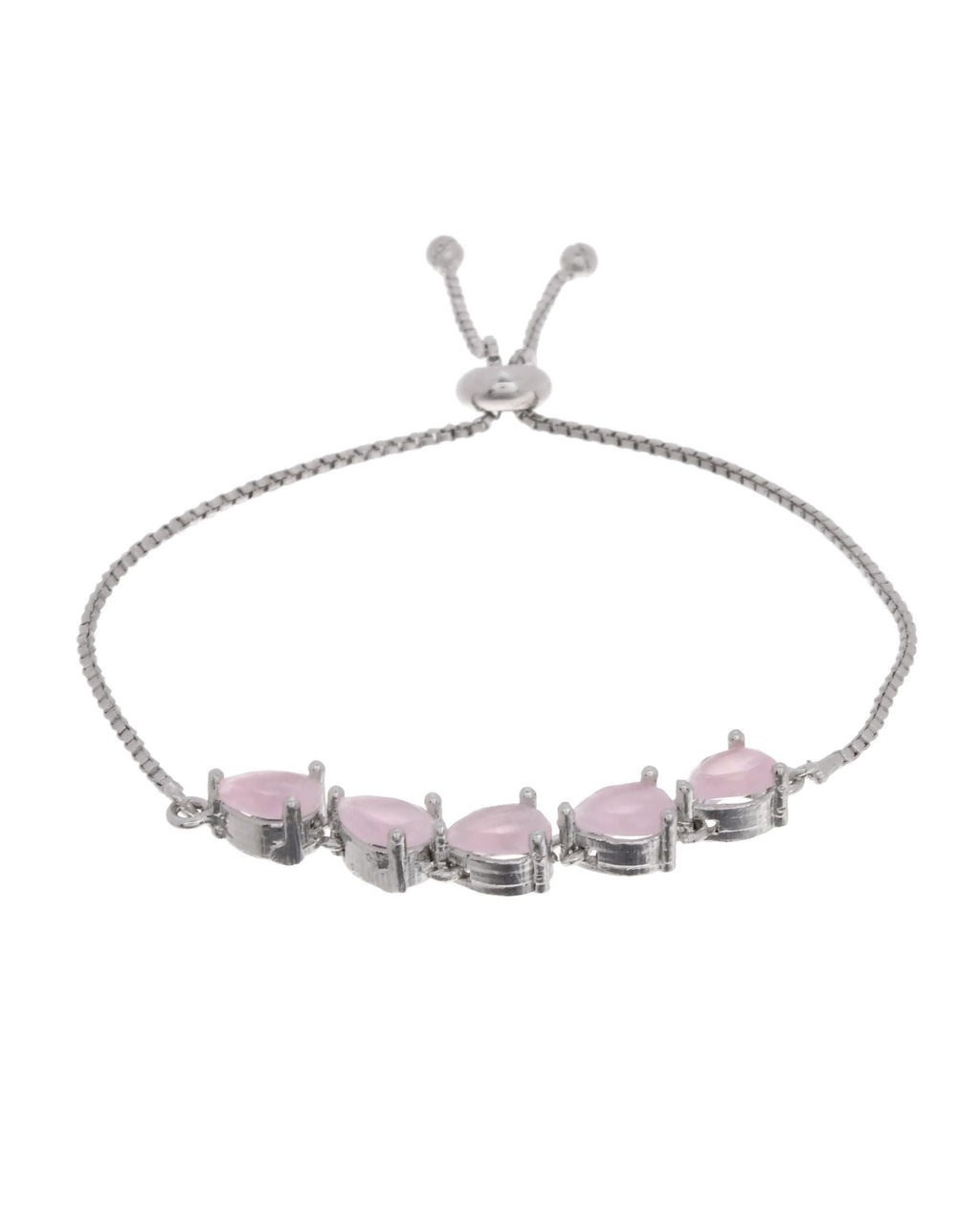 Jewels Nest Pink Heart Stone Adjustable Bracelet For Women | Grocsy