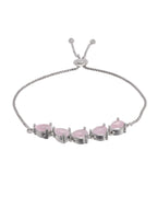 Jewels Nest Pink Heart Stone Adjustable Bracelet For Women | Grocsy