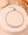 Jewels Nest Pink Heart Stone Adjustable Bracelet For Women | Grocsy
