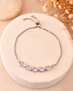 Jewels Nest Pink Heart Stone Adjustable Bracelet For Women | Grocsy