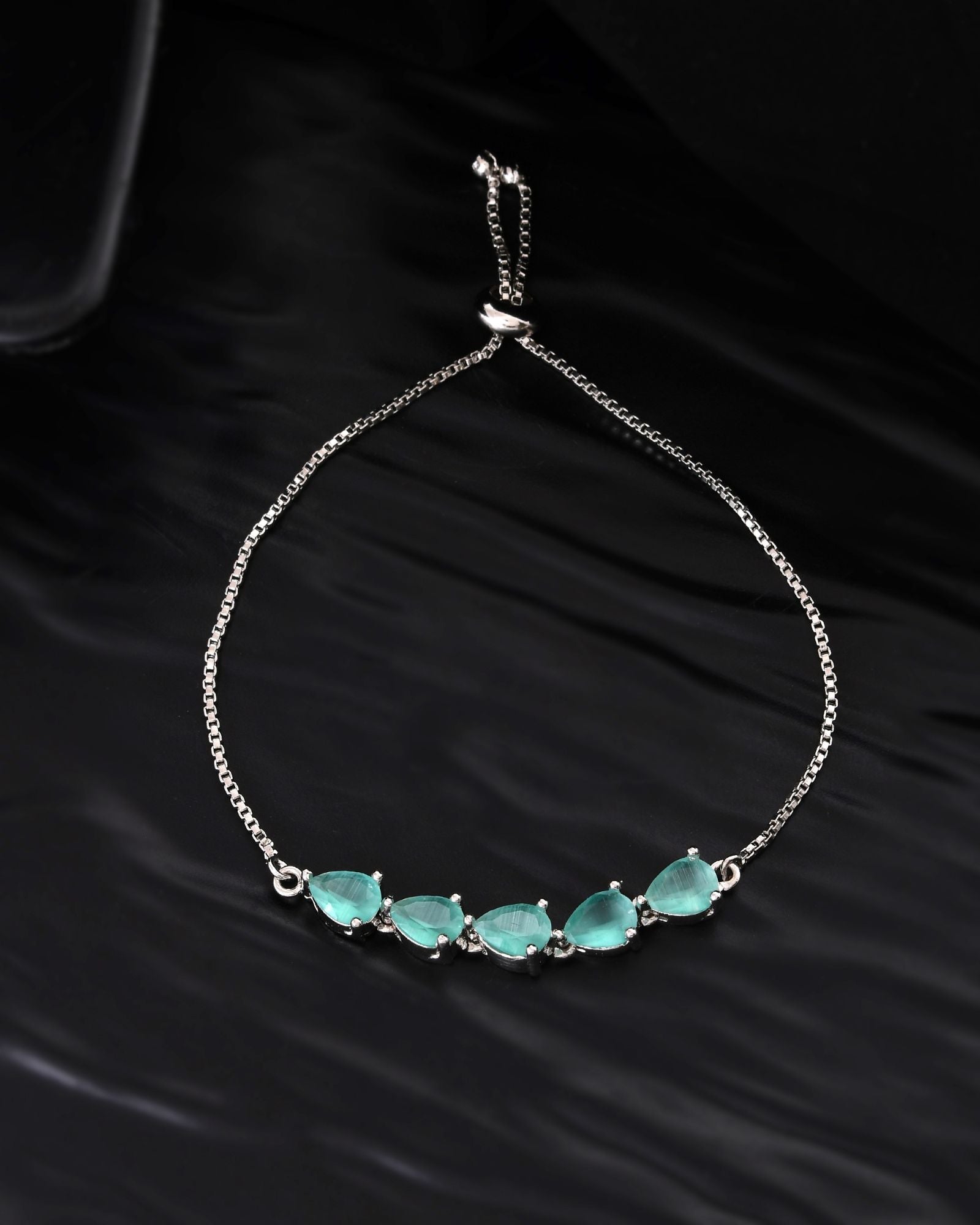 Jewels Nest Mint Green Stone Adjustable Bracelet For Women | Grocsy