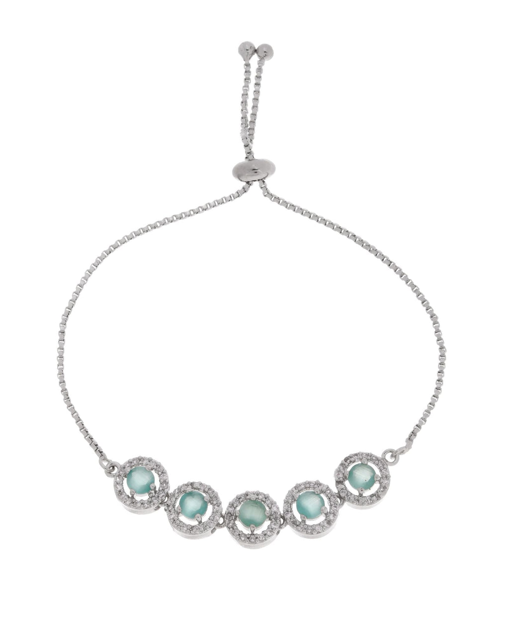 Jewels Nest Green Halo Crystal Adjustable Bracelet For Women | Grocsy
