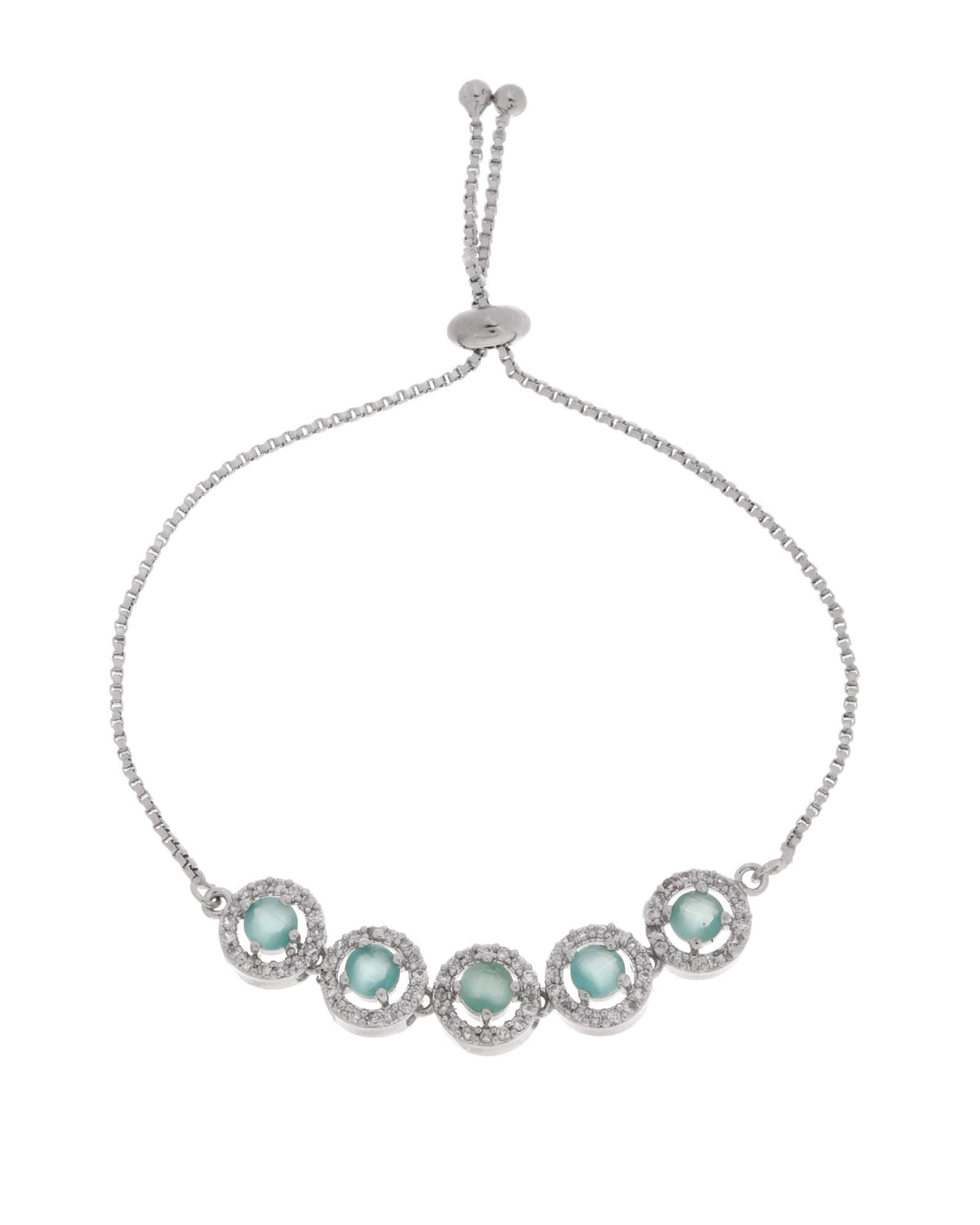 Jewels Nest Green Halo Crystal Adjustable Bracelet For Women | Grocsy