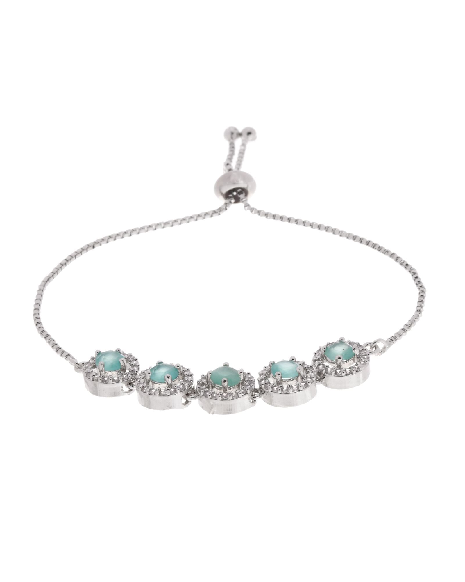Jewels Nest Green Halo Crystal Adjustable Bracelet For Women | Grocsy