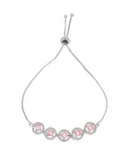 Jewels Nest Silver Plated Pink Stone Adjustable Bracelet | Grocsy