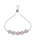 Jewels Nest Silver Plated Pink Stone Adjustable Bracelet | Grocsy