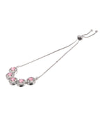 Jewels Nest Silver Plated Pink Stone Adjustable Bracelet | Grocsy