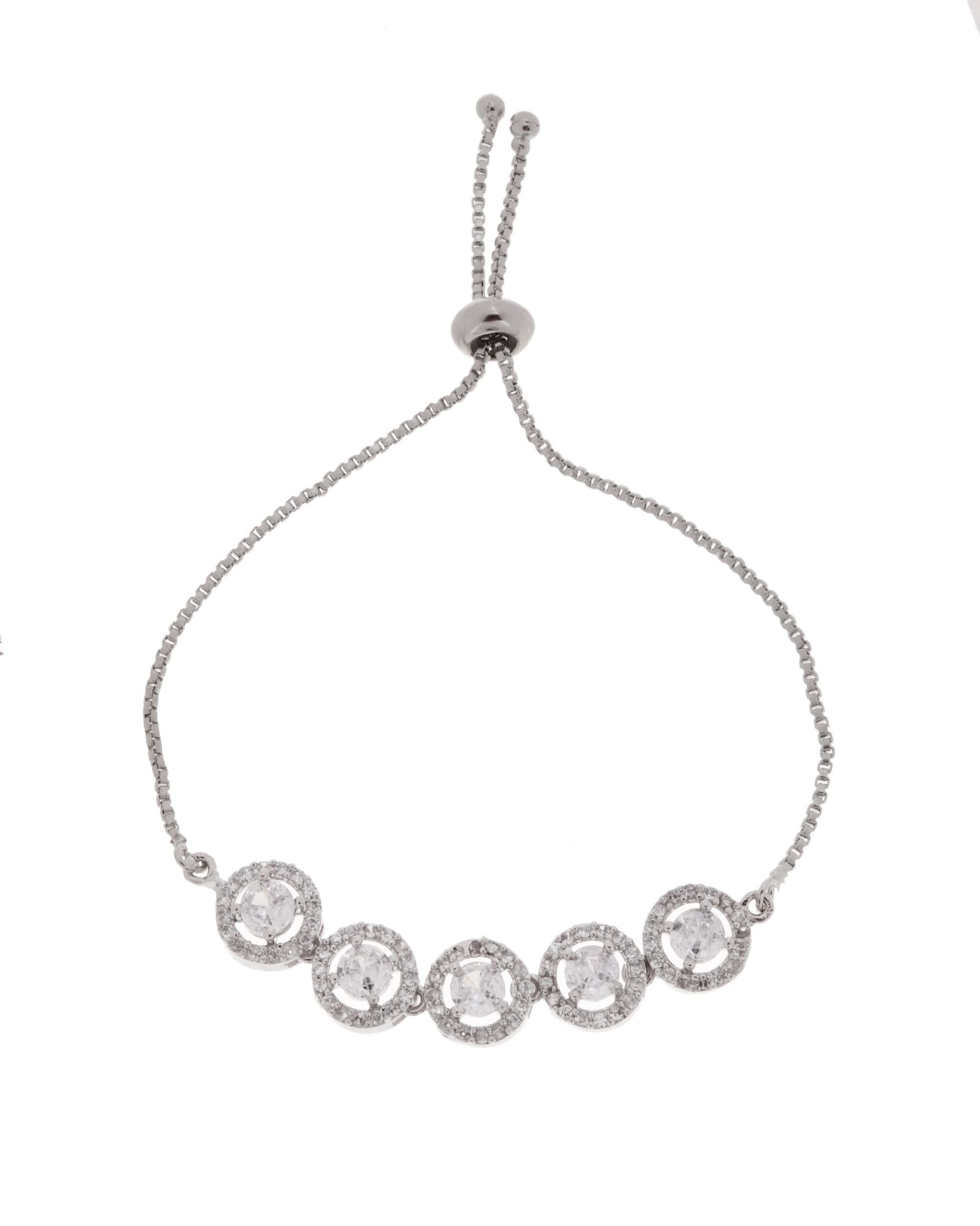 Jewels Nest Silver Plated White Stone Circle Design Bracelet | Grocsy