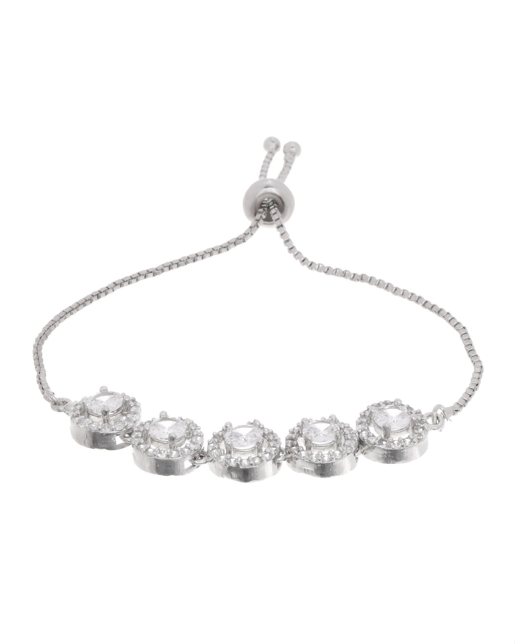 Jewels Nest Silver Plated White Stone Circle Design Bracelet | Grocsy