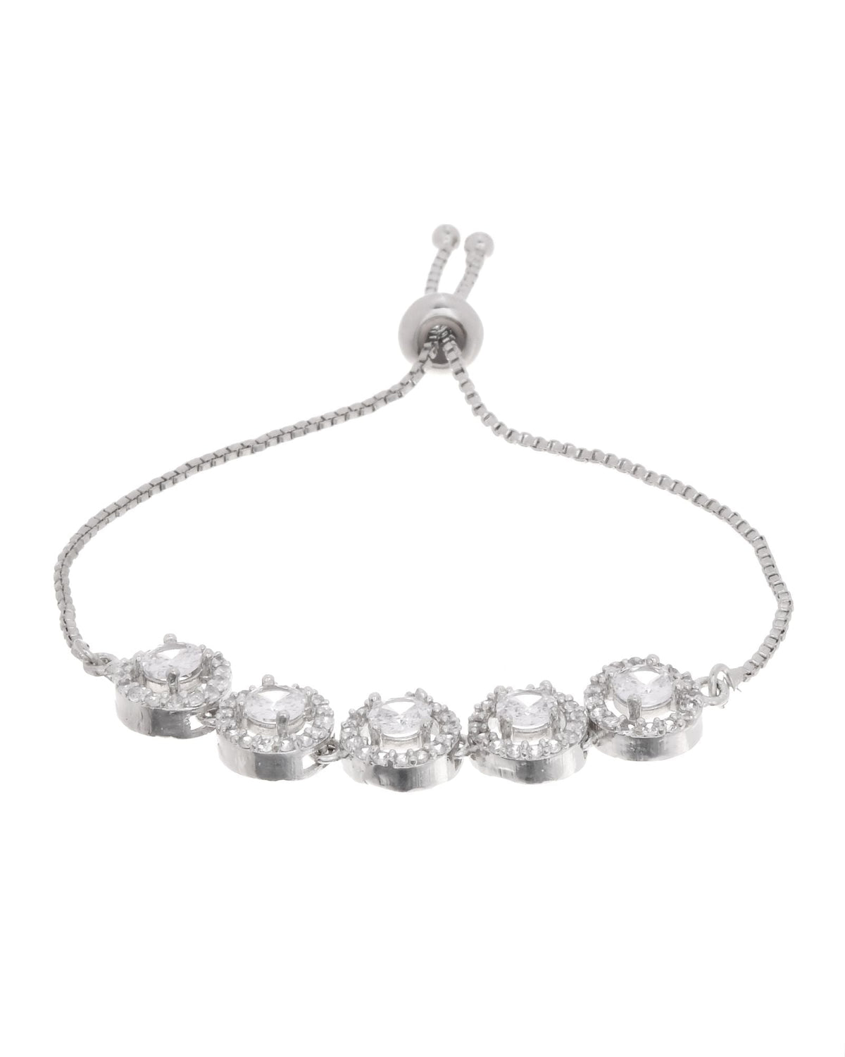Jewels Nest Silver Plated White Stone Circle Design Bracelet | Grocsy