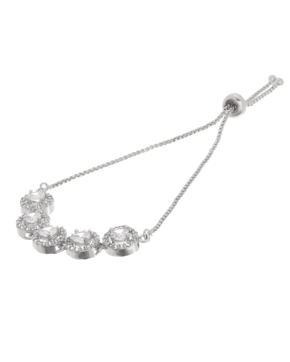 Jewels Nest Silver Plated White Stone Circle Design Bracelet | Grocsy