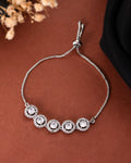 Jewels Nest Silver Plated White Stone Circle Design Bracelet | Grocsy