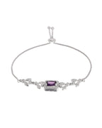 Jewels Nest Silver Plated Emerald Purple Stone Floral Bracelet | Grocsy