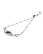 Jewels Nest Silver Plated Emerald Purple Stone Floral Bracelet | Grocsy