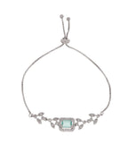 Jewels Nest Silver Plated Green Stone Adjustable Bracelet With Leaf Cz Design | Grocsy