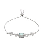 Jewels Nest Silver Plated Green Stone Adjustable Bracelet With Leaf Cz Design | Grocsy
