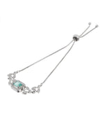 Jewels Nest Silver Plated Green Stone Adjustable Bracelet With Leaf Cz Design | Grocsy