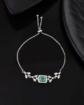 Jewels Nest Silver Plated Green Stone Adjustable Bracelet With Leaf Cz Design | Grocsy