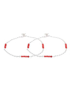 Jewels Nest Silver Plated Red Beads Adjustable Anklet With Heart Clasp | Grocsy