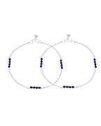Jewels Nest Silver Plated Purple Beads Chain Anklet For Women | Grocsy