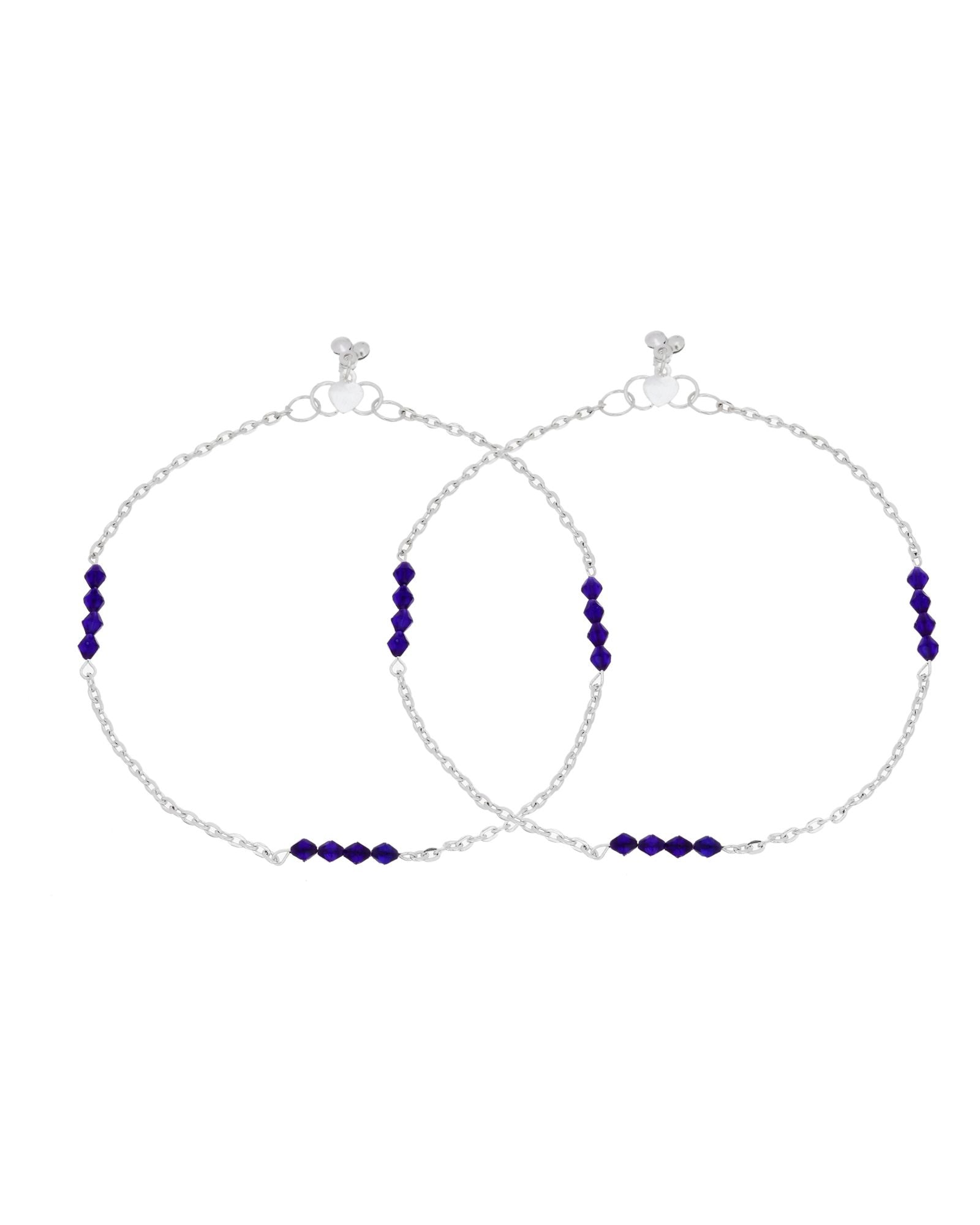 Jewels Nest Silver Plated Purple Beads Chain Anklet For Women | Grocsy