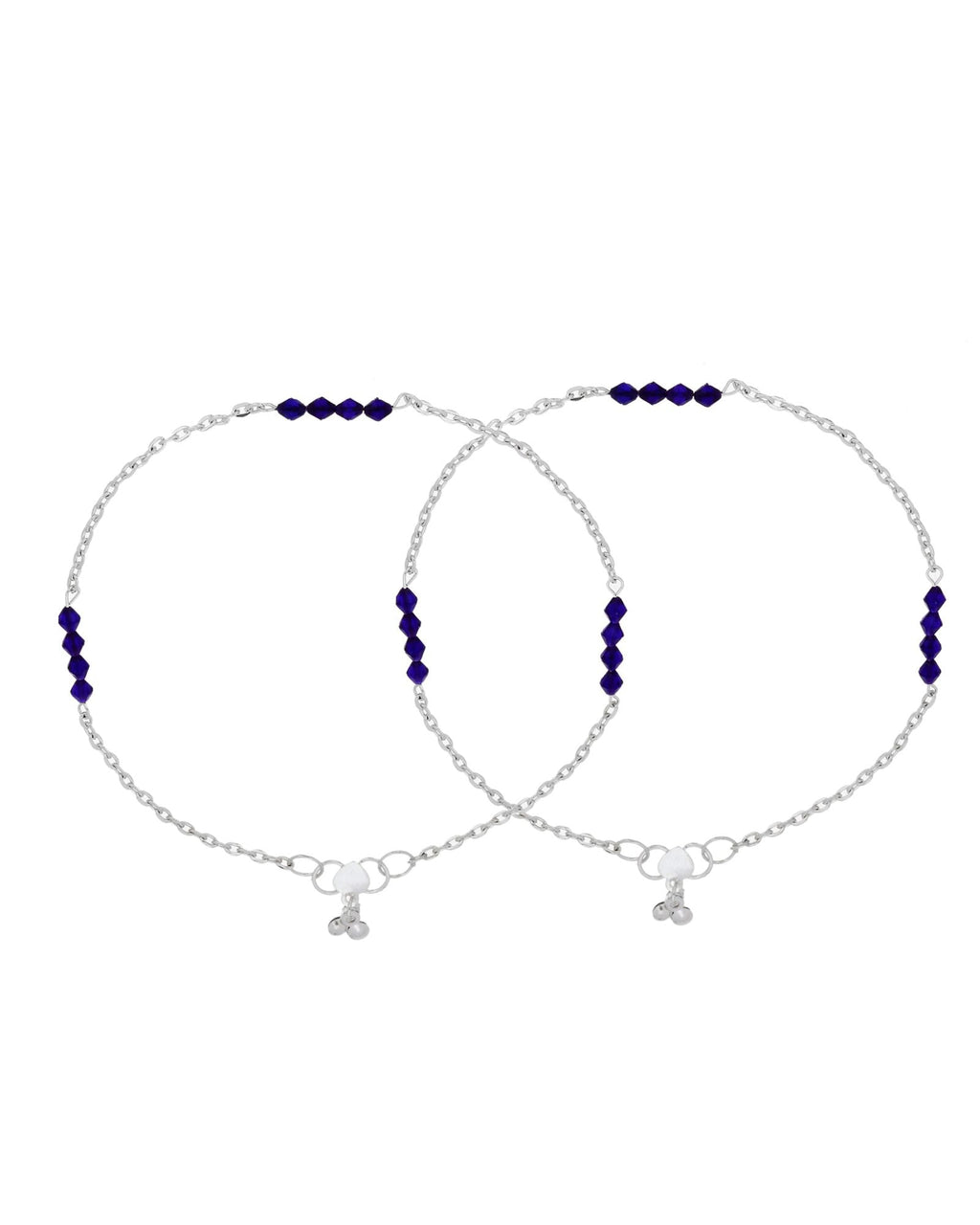Jewels Nest Silver Plated Purple Beads Chain Anklet For Women | Grocsy