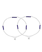 Jewels Nest Silver Plated Purple Beads Chain Anklet For Women | Grocsy