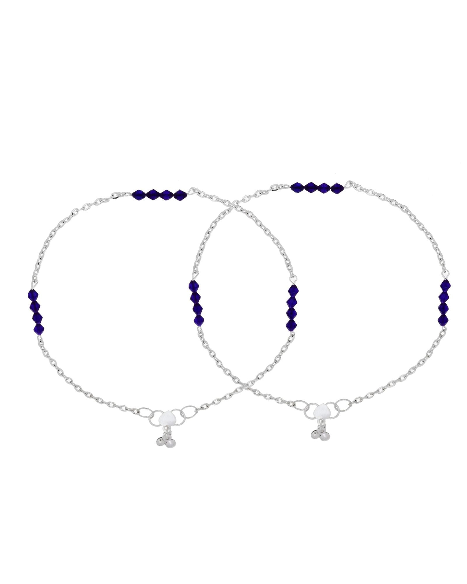 Jewels Nest Silver Plated Purple Beads Chain Anklet For Women | Grocsy