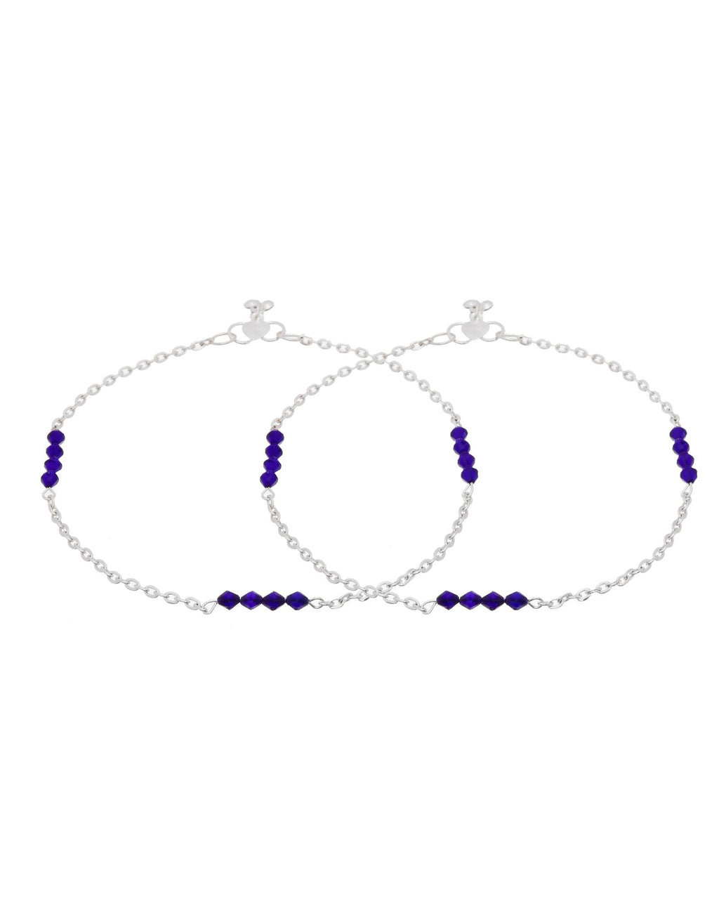 Jewels Nest Silver Plated Purple Beads Chain Anklet For Women | Grocsy