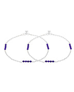 Jewels Nest Silver Plated Purple Beads Chain Anklet For Women | Grocsy