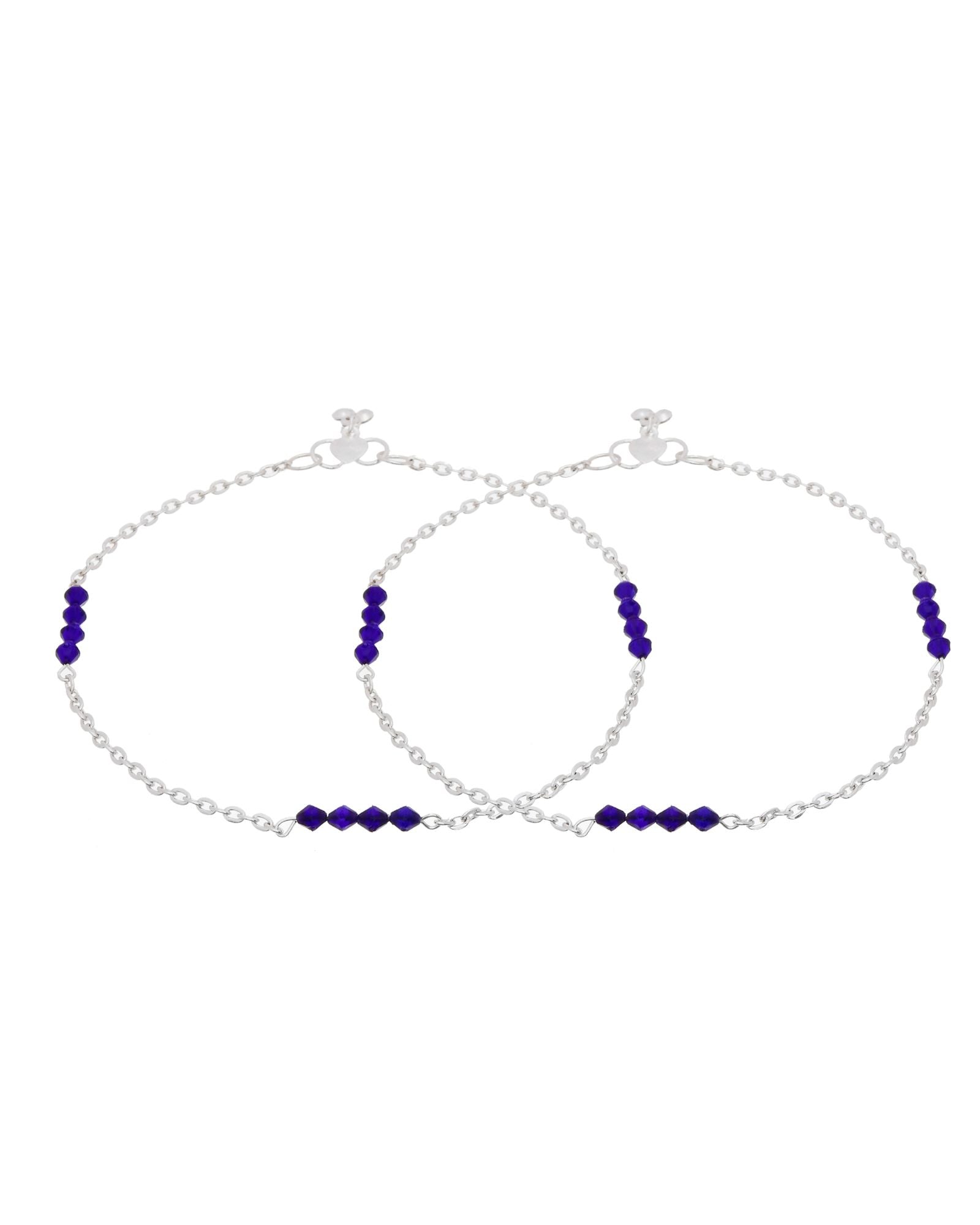 Jewels Nest Silver Plated Purple Beads Chain Anklet For Women | Grocsy