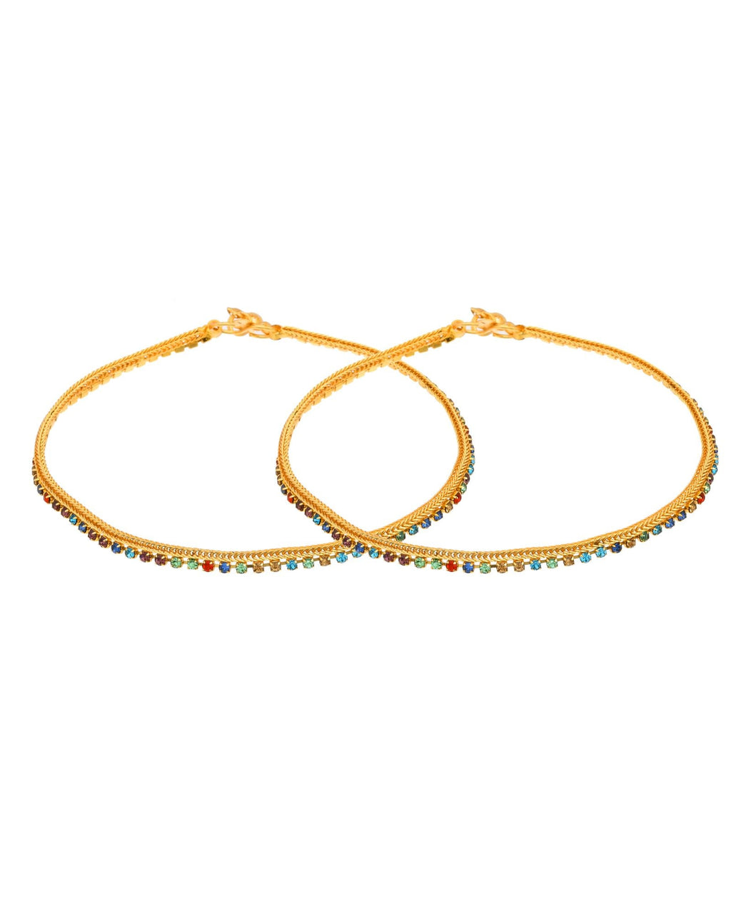 Jewels Nest Gold Plated Multicolor Stone Chain Anklet For Women | Grocsy