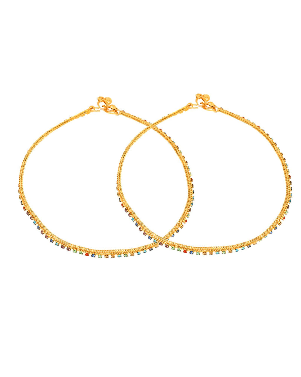 Jewels Nest Gold Plated Multicolor Stone Chain Anklet For Women | Grocsy