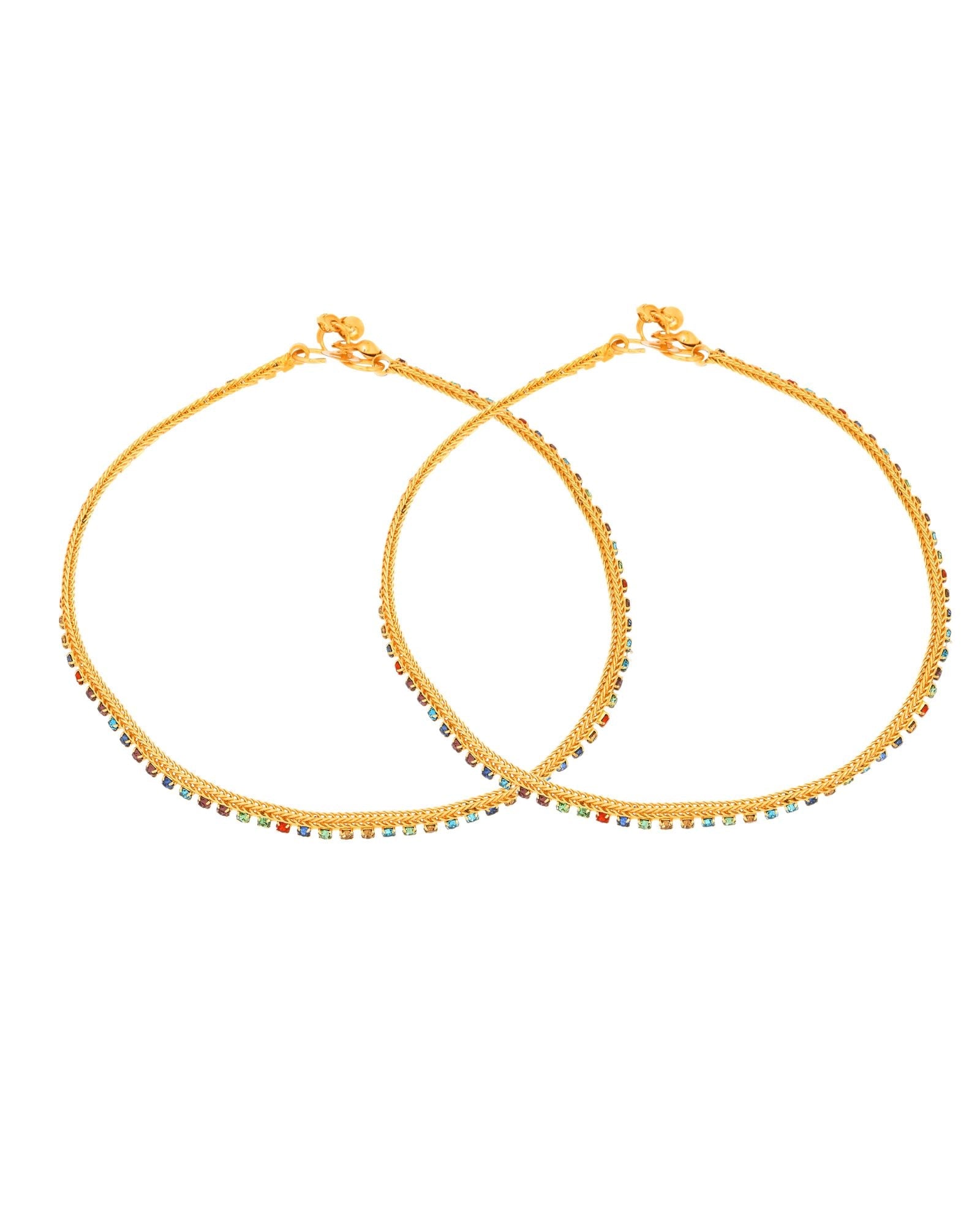 Jewels Nest Gold Plated Multicolor Stone Chain Anklet For Women | Grocsy