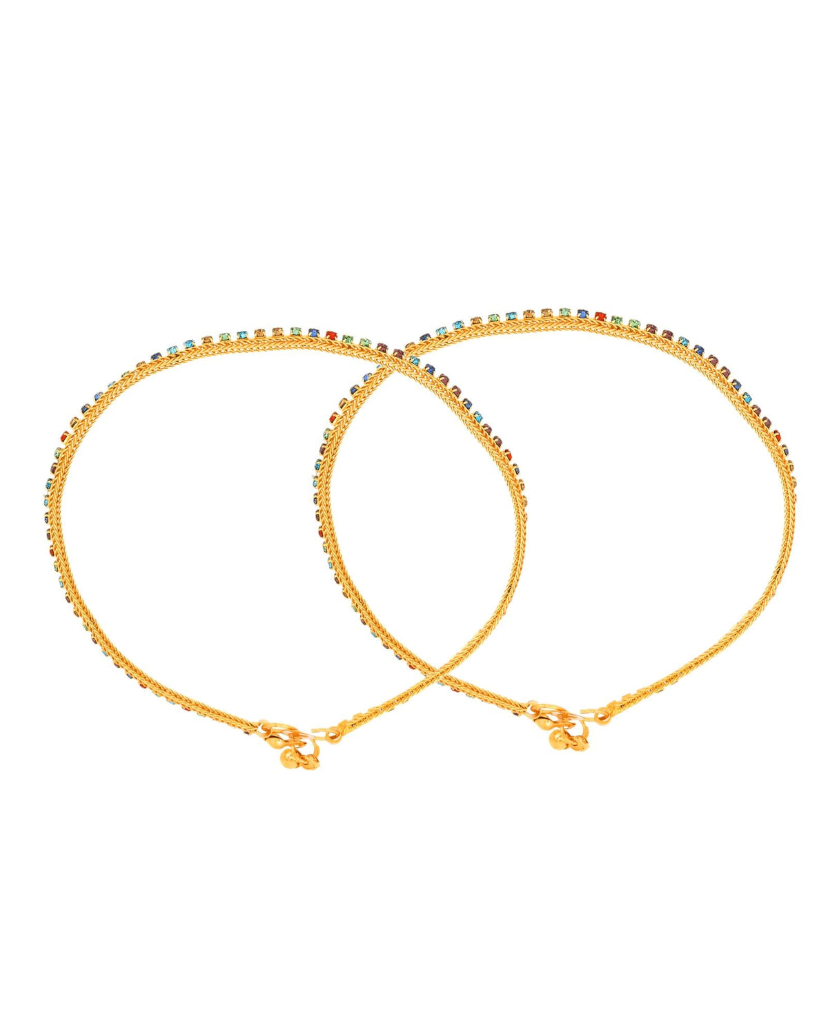 Jewels Nest Gold Plated Multicolor Stone Chain Anklet For Women | Grocsy