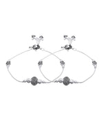 Jewels Nest Oxidised Silver Beaded Adjustable Anklet With Leaf Charm | Grocsy