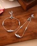 Jewels Nest Oxidised Silver Beaded Adjustable Anklet With Leaf Charm | Grocsy