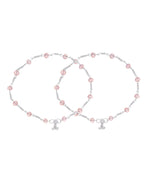 Jewels Nest Silver Plated Pink Crystal Beads Adjustable Anklet For Women | Grocsy