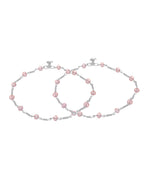 Jewels Nest Silver Plated Pink Crystal Beads Adjustable Anklet For Women | Grocsy