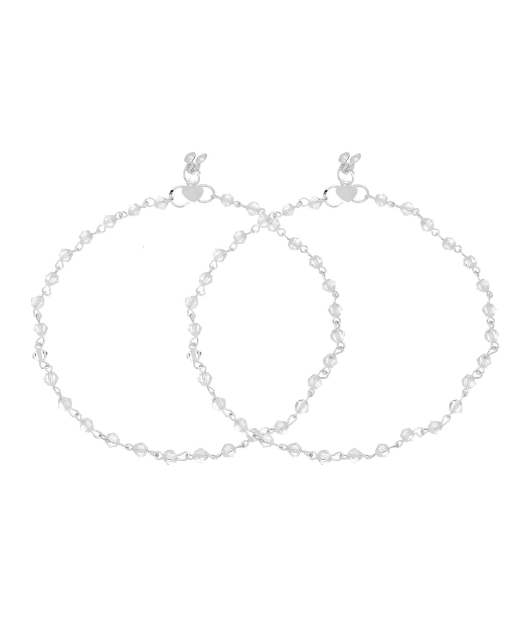 Jewels Nest Silver Plated Transparent Crystal Beads Adjustable Anklet For Women | Grocsy